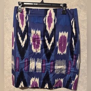 Talbots Petites Printed Skirt Blue Purple Office Workwear Women’s